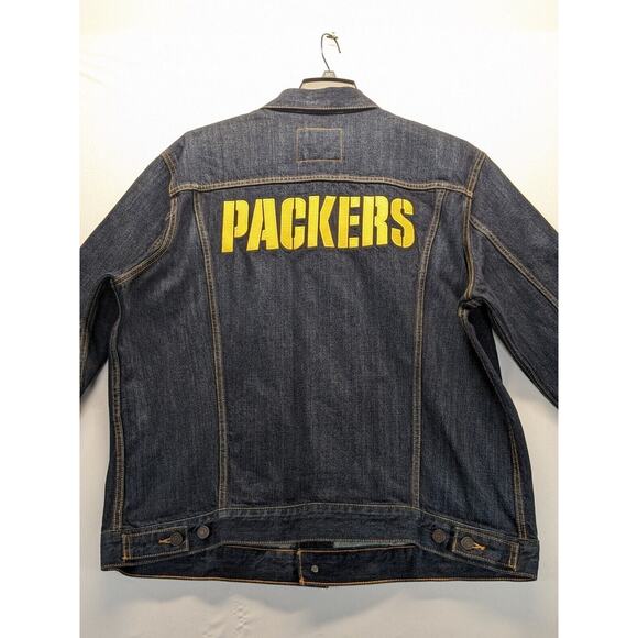 Levis Mens NFL Green Bay Packers Navy Blue Denim Jean Trucker Jacket 3XL NWT NOS - Picture 3 of 15